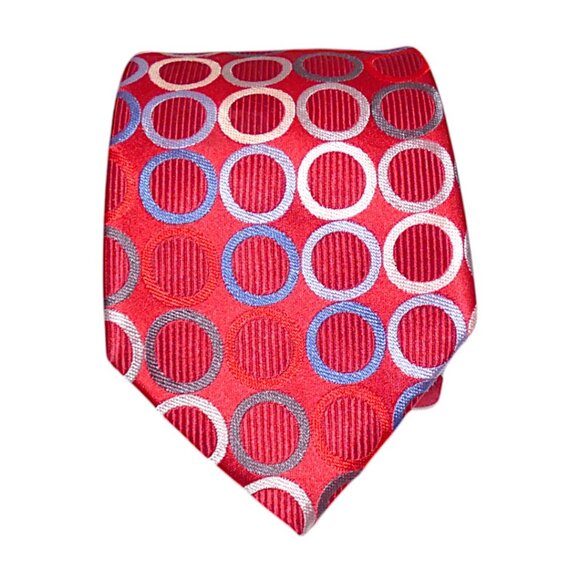 Michael Kors Red Circle Pattern Tie – 100% Silk, 3” Width, 61” Length - Picture 1 of 6